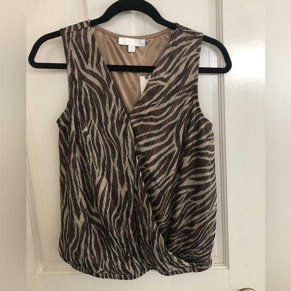 NWT Anthropologie Animal Print Cross Front Blouse Sz Small - Picture 1 of 7